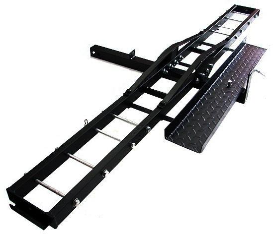 Steel motorcycle scooter dirtbike carrier hauler hitch mount rack ramp anti tilt