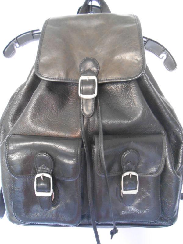 Bellino heavy duty leather motorcycle backpack drawstring buckle bag ~ nwt