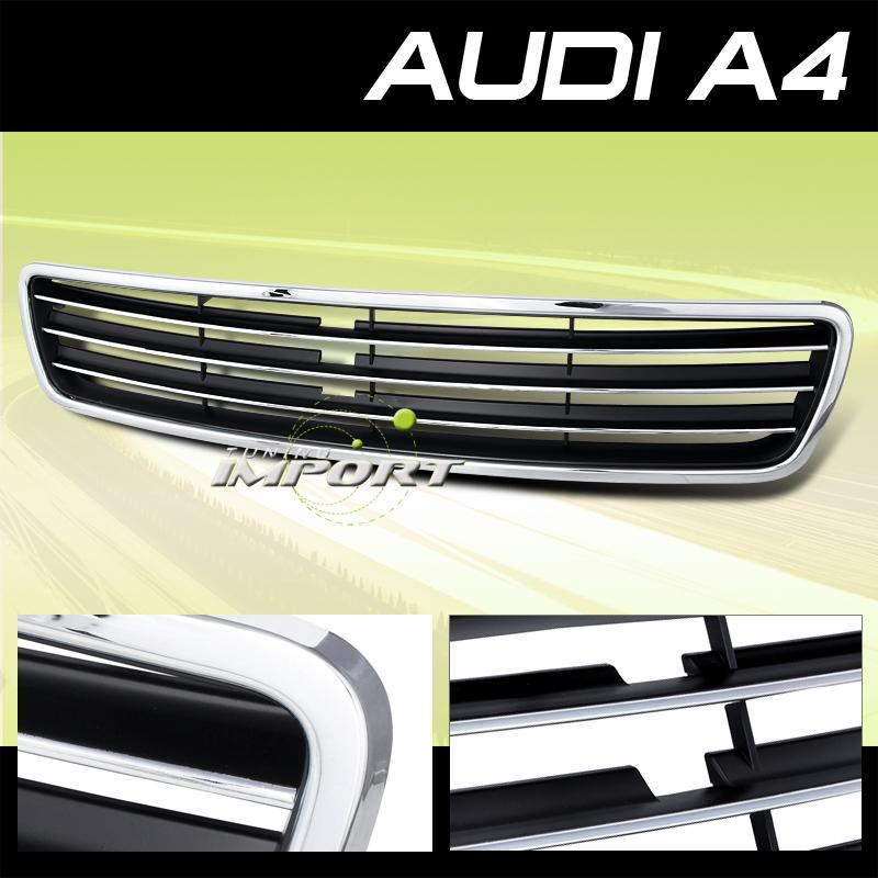 1996-2001 audi a4 chrome/black front upper grille replacement euro sport kit