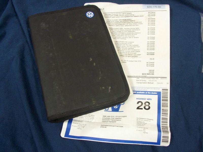 2000 volkswagen vw jetta owner's manual with glx vr6 window sticker 