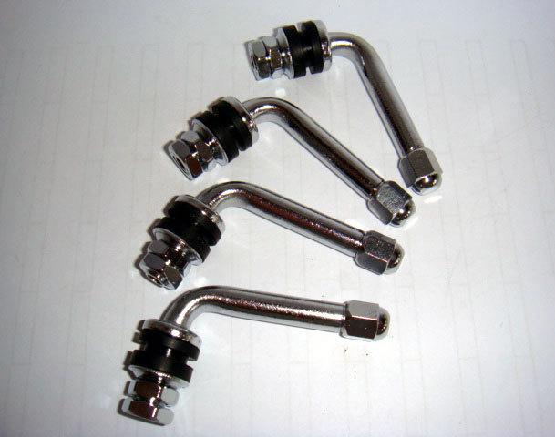 4 pcs. 2.5" chrome tire valve stems 90 degree angled size l.