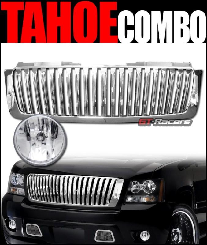 Chrome vertical front grill grille+bumper fog lights 2007-2012 tahoe suburban