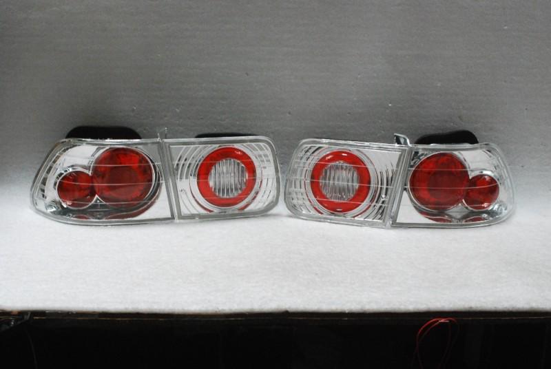 96-00 honda civic 2dr coupe hatchback clear 4pcs tail brake lights lamps chrome