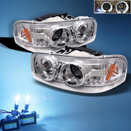 8000k slim xenon hid+ 99-06 gmc sierra yukon denali halo projector headlights