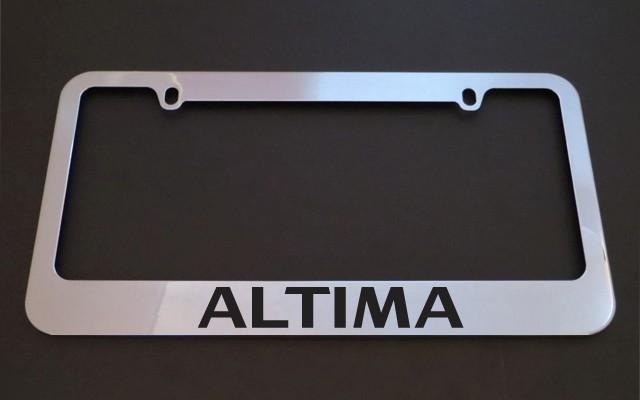 1 brand new nissan altima chrome metal license plate frames + screw caps