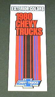 1980 80 chevy truck exterior color chips chart brochure