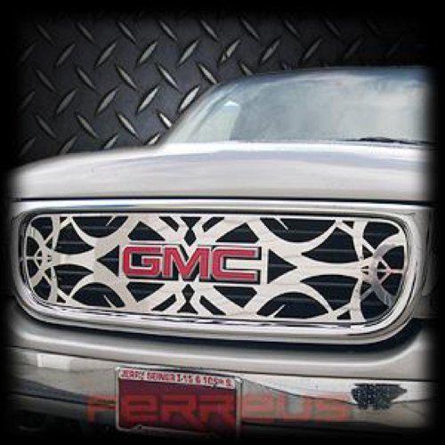 Gmc yukon & xl 00-06 tribal polished stainless truck grill insert add-on trim