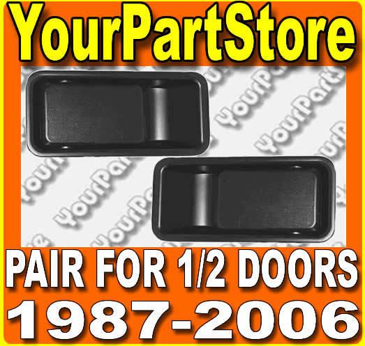 87-06 jeep wrangler tj yj door handles exterior outside outer black pair