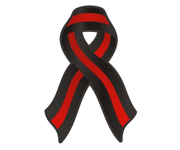 Thin red line ribbon decal 5"x3.3" firefighter memorial sticker zu1