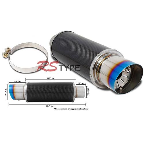 4" slant blue tip carbon fiber wrap weld on muffler 3" inlet with silencer