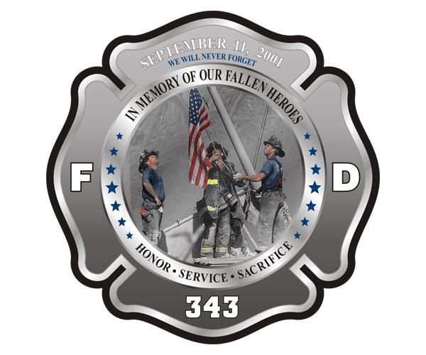343 firefighter memorial decal 5"x5" wtc never forget 9/11 vinyl sticker zu1