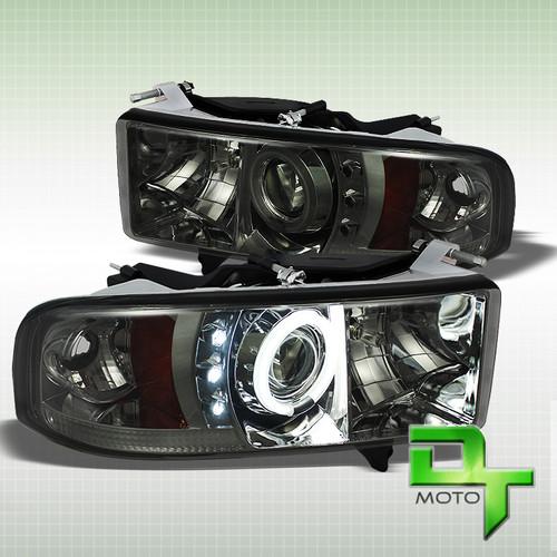 Smoked 99-01 dodge ram sport model ccfl halo projector led headlights left+right