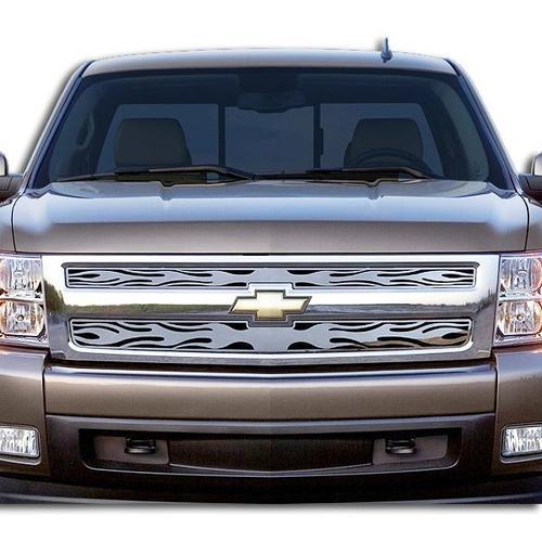 Chevy silverado 1500 07-13 black diamond mesh front metal grille trim cover