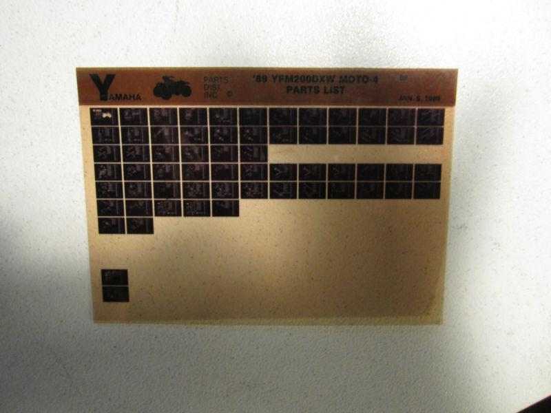 1989 yamaha atv yfm200dxw moto 4 microfiche parts catalog yfm 200 xw