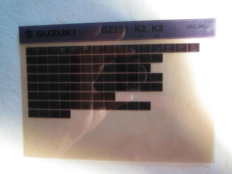 2002-2003 suzuki motorcycle gz250 k2 k3 microfiche parts catalog gz 250