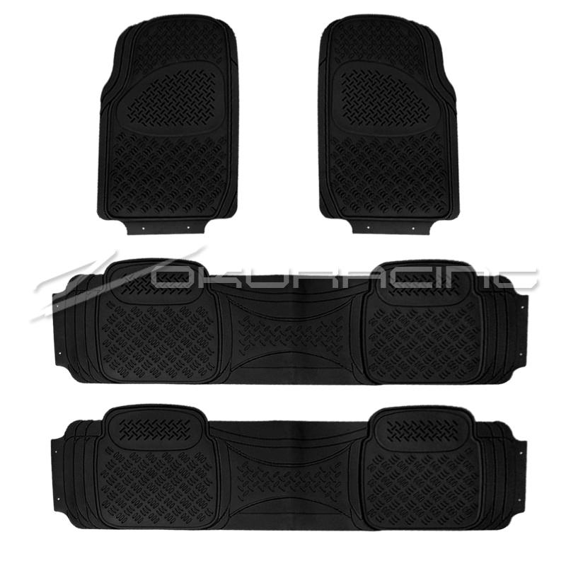 4pc black heavy duty rubber floor mats 2x front+ 2x rear for truck suv van