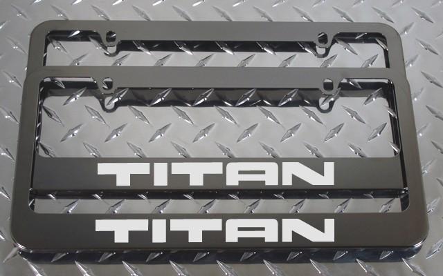 2 brand new nissan titan gunmetal license plate frame + screw caps