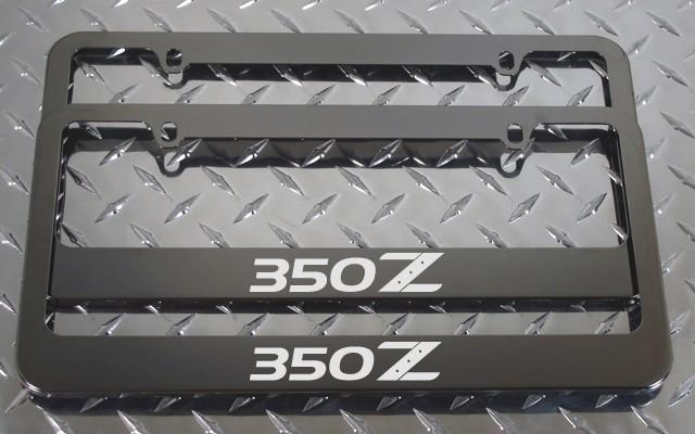 2 brand new nissan 350z gunmetal license plate frame + screw caps