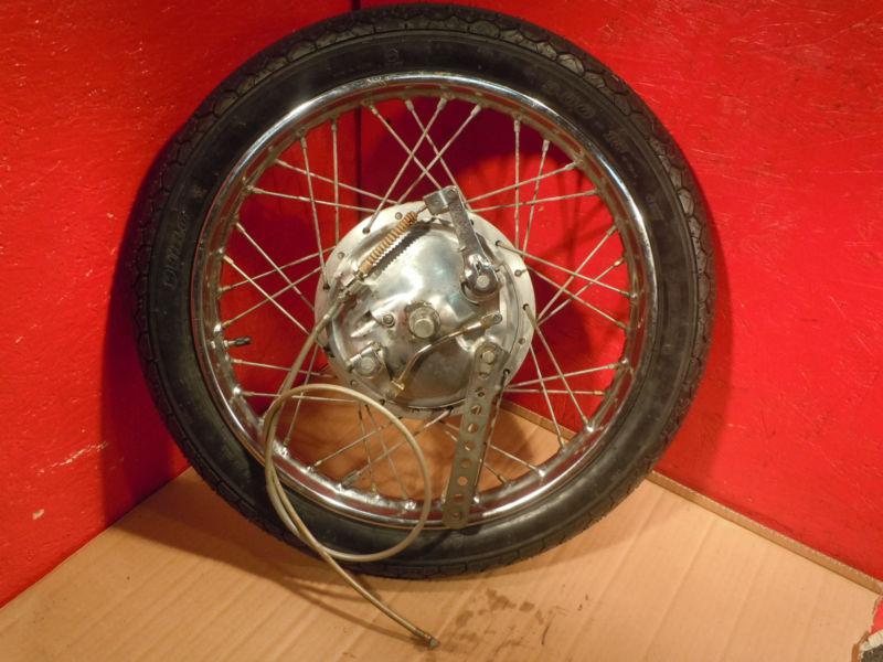 Honda sl / cl / cb350 front wheel w/ brake hub & new tire nice! @ moped motion