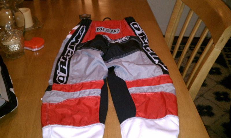 Oneal method offroad motocross pants size 8 10 red and white      free shipping