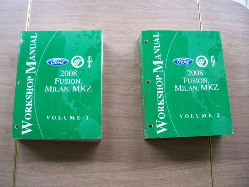 2008 ford fusion mercury milan lincoln mkz factory oem  manual vol 1 and 2