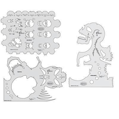 Anest iwata stensils freehand airbrush templates skull master series set of 3