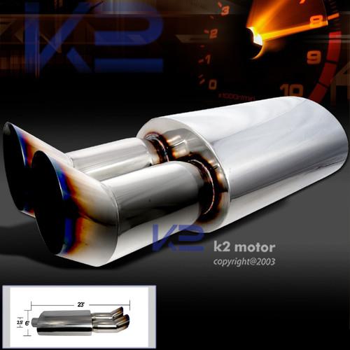 3" exhaust dual burnt tip muffler accord civic crx mr2 dtm titanium