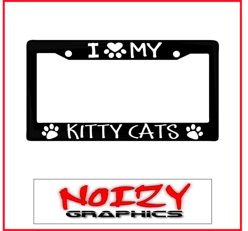 Cute family license plate car sticker decal frame i love paw my kitty cats 2