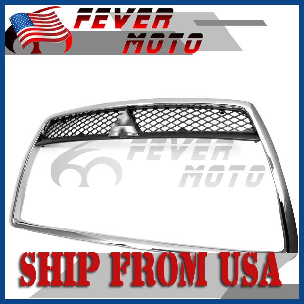 Us chrome front grille around trim bumper fender center for mitsubishi lancer 08