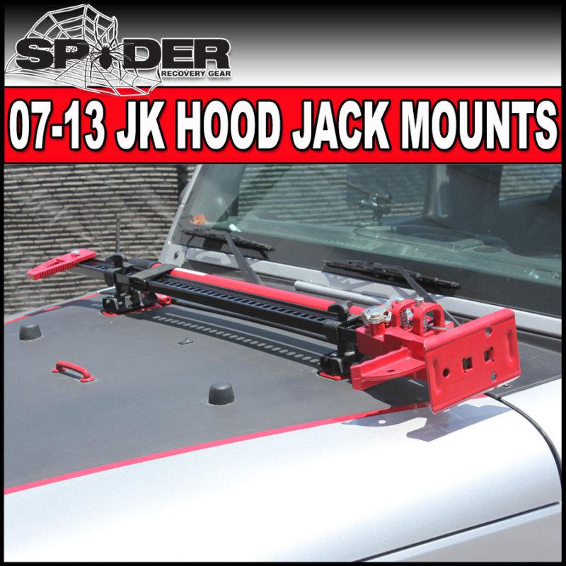 2007-2013 jk jeep wrangler hi lift jack hood hinge mounts & jack handle strap