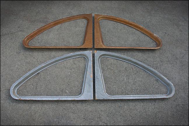 Original roll-down window frames for vintage spartan trailers 