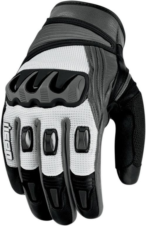 Icon compound mesh short motorcycle gloves gray l large