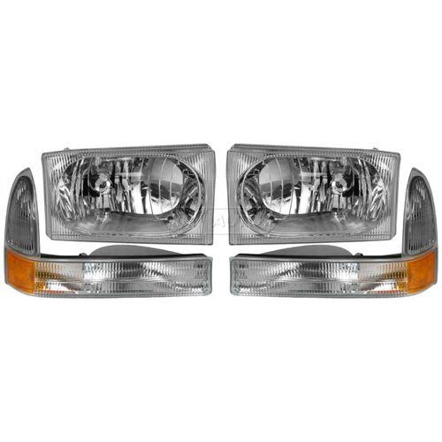 Ford super duty truck headlights & parking corner lights left & right pair set