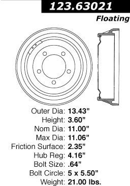 Centric 123.63021 rear brake drum-c-tek standard brake drums