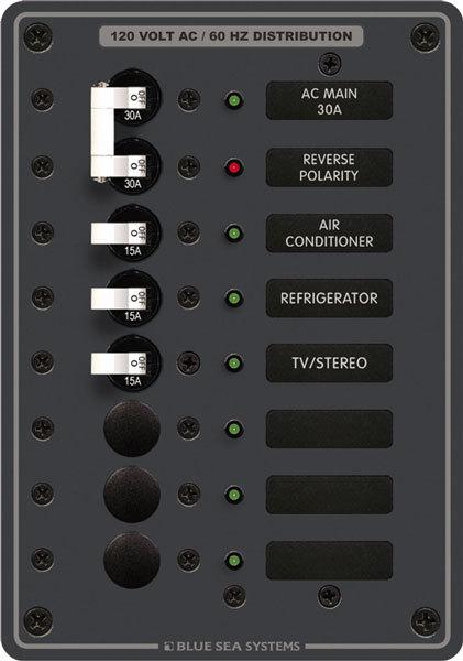 Blue sea panel ac 8 pos 120v main 8027