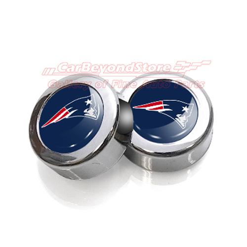 Nfl new england patriots license plate frame chrome screw covers, pair, + gift