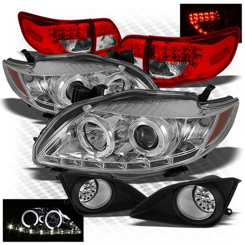 09-10 corolla drl pro headlights + r/c led tail lights + led perform fog lights