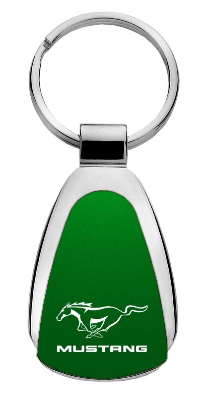 Ford mustang green green tear drop metal key chain ring tag key fob logo lanyard