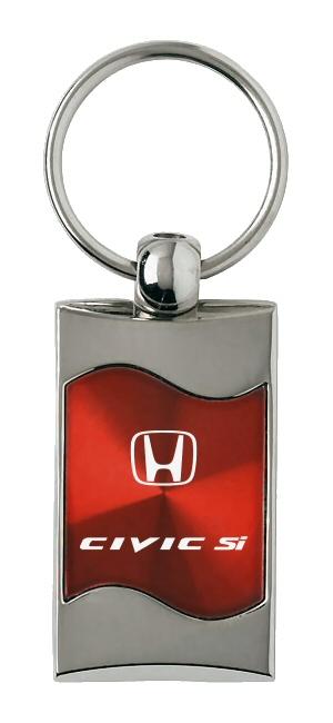 Honda civic si red rectangular wave key chain ring tag key fob logo lanyard