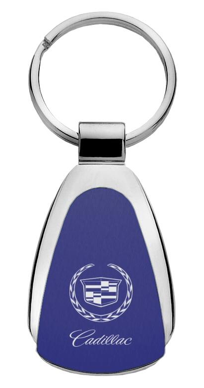 Cadillac blue blue tear drop metal key chain ring tag key fob logo lanyard