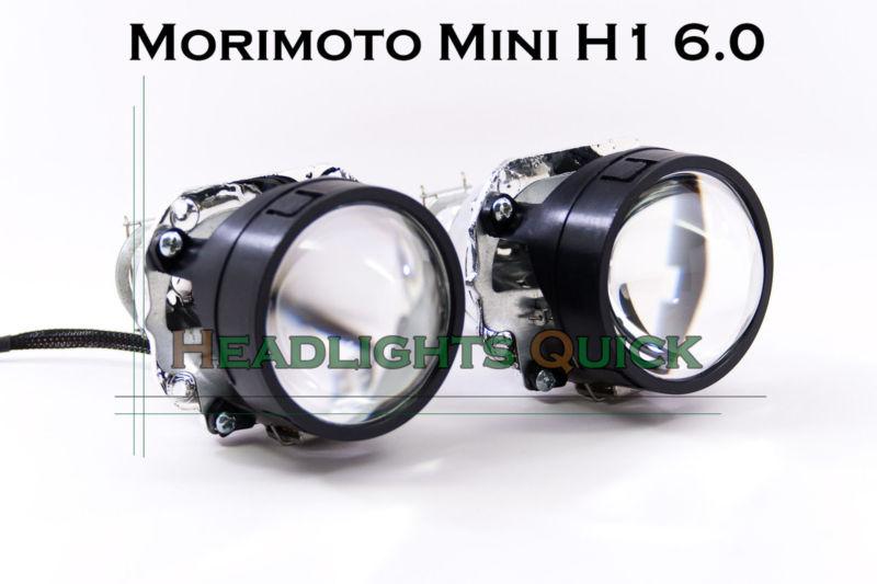 2x morimoto mini h1 6.0 bi-xenon projectors with mini gatling gun or graphite