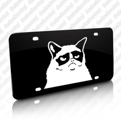 Grumpy cat metal license plate meme decal sticker funny angry cat lover lady mom