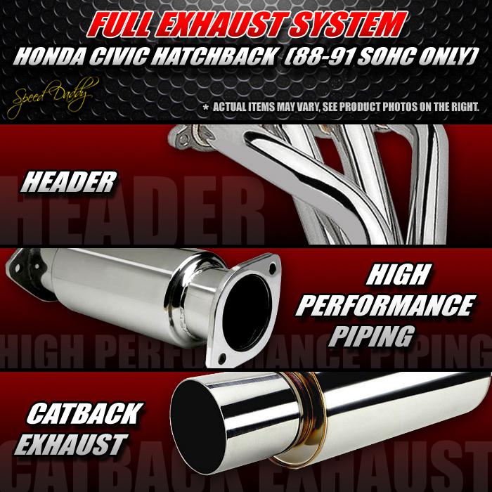 4.5" muffler tip racing catback+header+piping exhaust system 88-91 civic ed 3dr