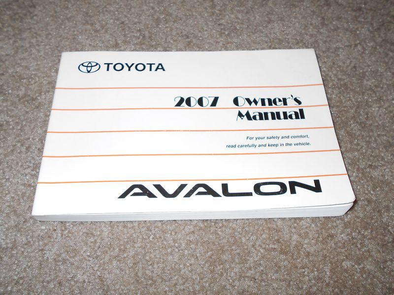 2007 avalon factory owner's manual