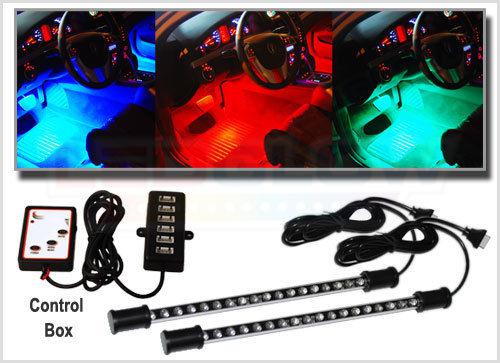 7 color underdash led neon lights w. 2 tubes, 36 leds