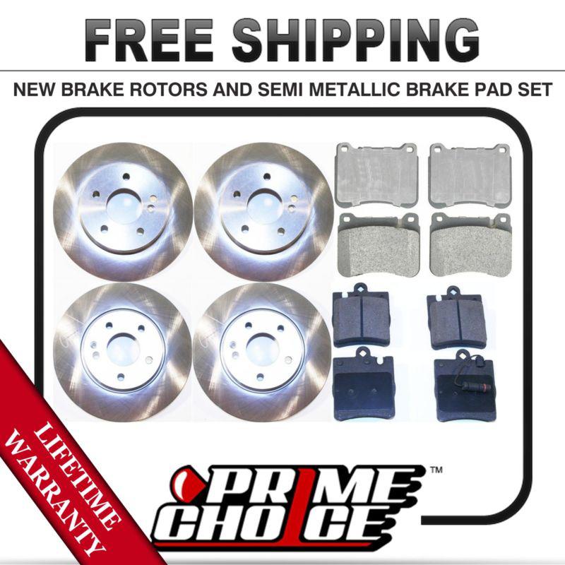 Front + rear kit (4) brake rotors & (8) brake pads with lifetime warranty