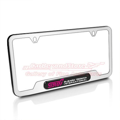 Subaru sti polished stainless steel license plate frame, official, + free gift