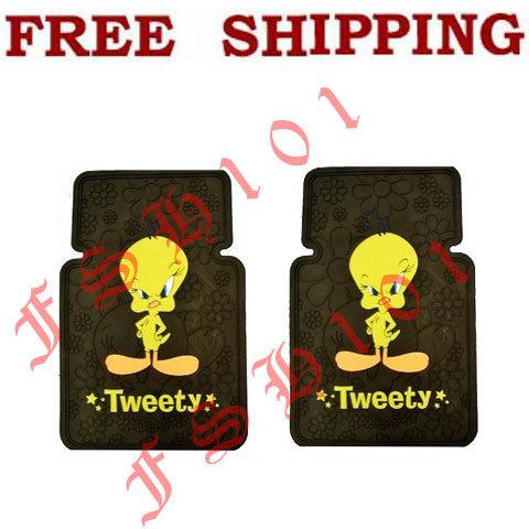 New 2pc set cartoon looney tunes star tweety bird car truck front floor mats