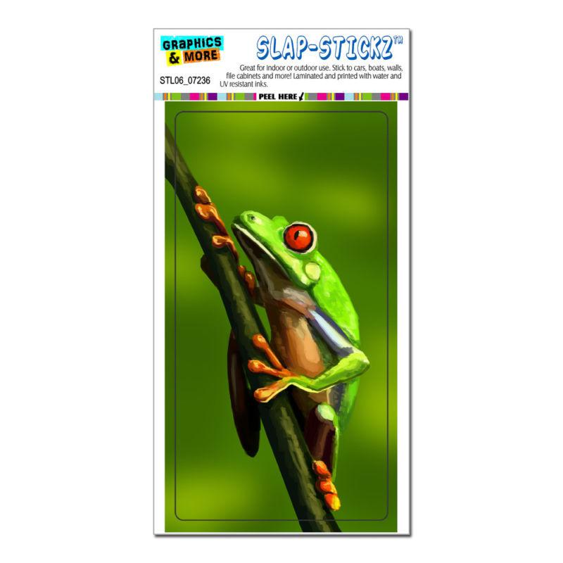 Green red eyed tree frog - rainforest - slap-stickz™ window bumper sticker