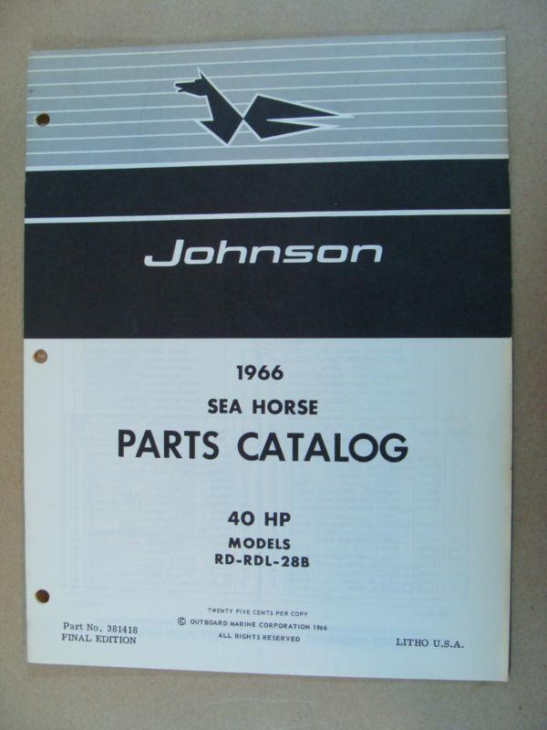 1966 omc johnson 40 hp models rd rdl 28b outboard motor parts catalog 381418